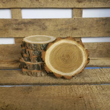 Kisméretű természetes fa szelet – kérges, natúr dekorációs alap 