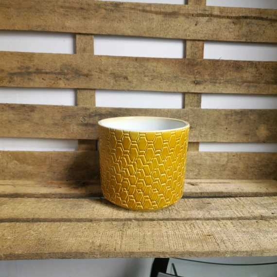 Kerámia kaspó, aranysárga színű, 12 cm