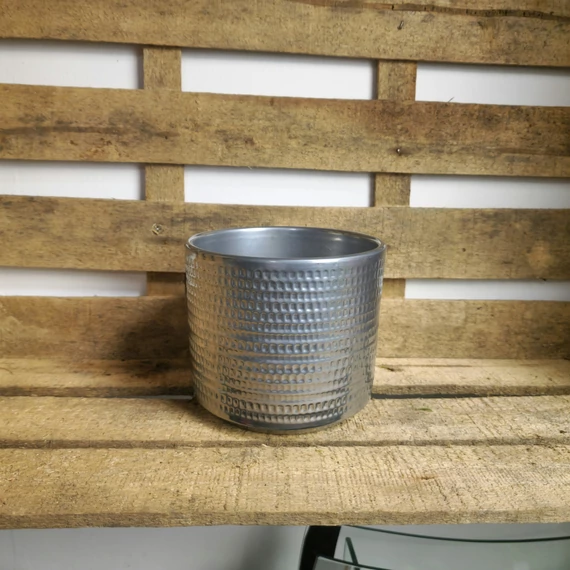 Kerámia kaspó, ezüst, 12 cm
