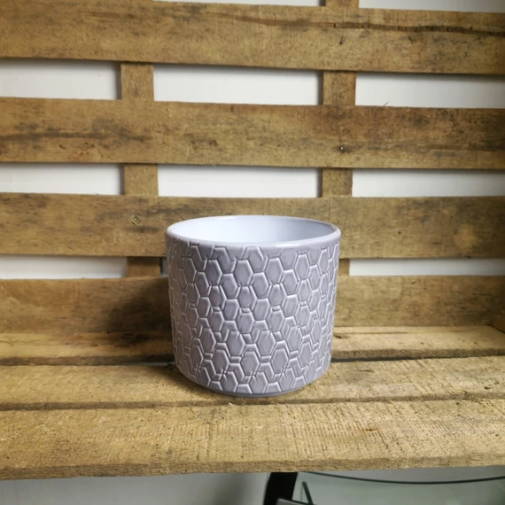 Kerámia kaspó, szürke, 12 cm